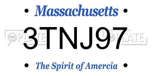 3TNJ97 Massachusetts License Plate