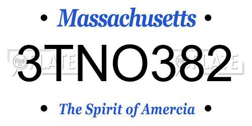 3TNO382 Massachusetts License Plate