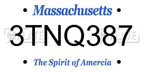 3TNQ387 Massachusetts License Plate