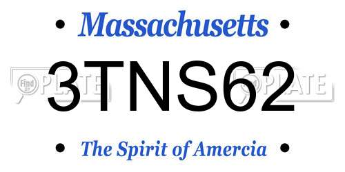 3TNS62 Massachusetts License Plate