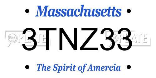 3TNZ33 Massachusetts License Plate