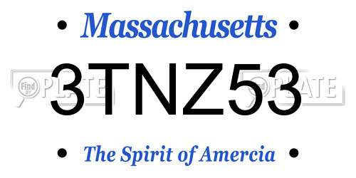 3TNZ53 Massachusetts License Plate