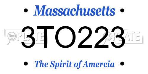 3TO223 Massachusetts License Plate