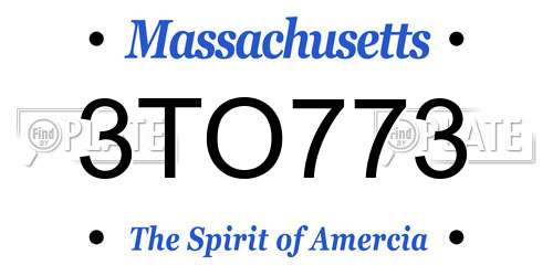3TO773 Massachusetts License Plate