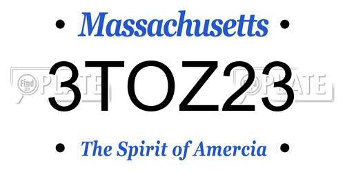 3TOZ23 Massachusetts License Plate