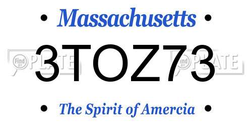 3TOZ73 Massachusetts License Plate