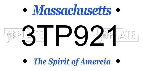 3TP921 Massachusetts License Plate