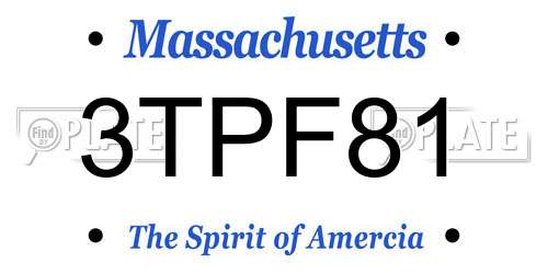 3TPF81 Massachusetts License Plate