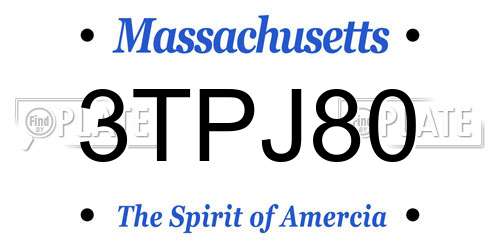 3TPJ80 Massachusetts License Plate
