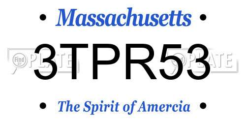 3TPR53 Massachusetts License Plate