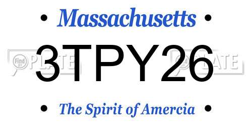 3TPY26 Massachusetts License Plate