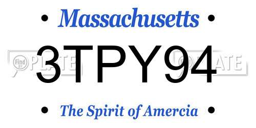 3TPY94 Massachusetts License Plate