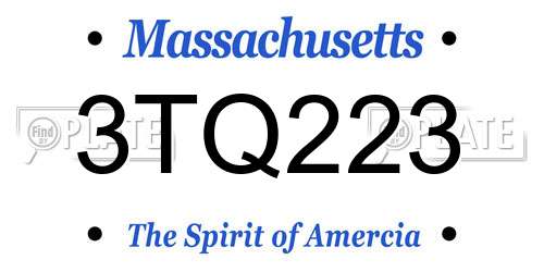 3TQ223 Massachusetts License Plate
