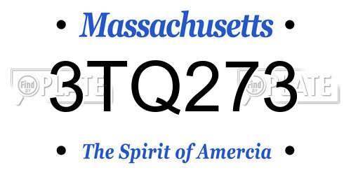 3TQ273 Massachusetts License Plate
