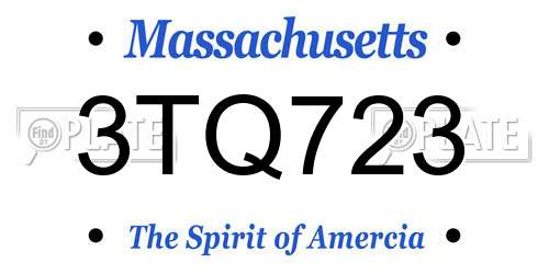 3TQ723 Massachusetts License Plate