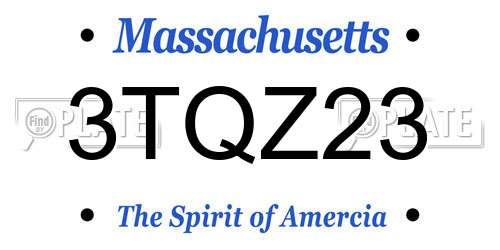 3TQZ23 Massachusetts License Plate