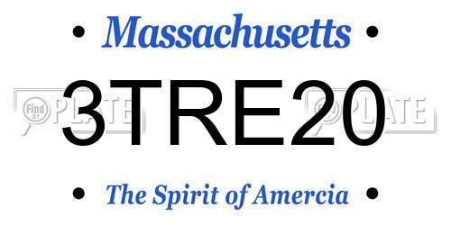 3TRE20 Massachusetts License Plate