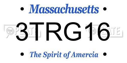 3TRG16 Massachusetts License Plate