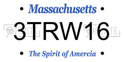 3TRW16 Massachusetts License Plate