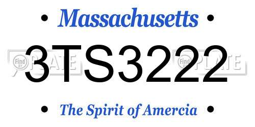3TS3222 Massachusetts License Plate