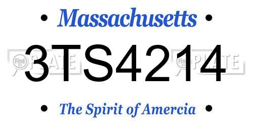 3TS4214 Massachusetts License Plate