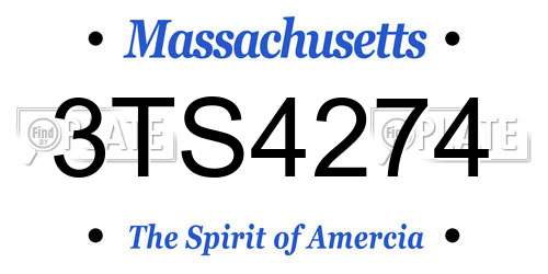 3TS4274 Massachusetts License Plate