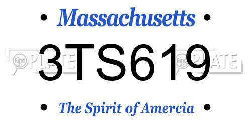 3TS619 Massachusetts License Plate