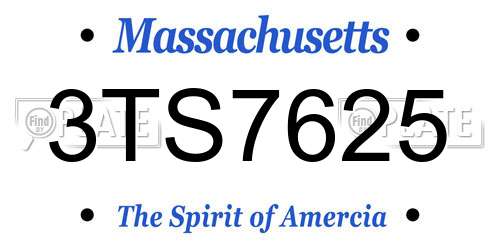 3TS7625 Massachusetts License Plate