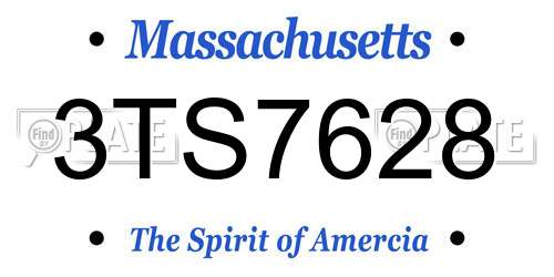 3TS7628 Massachusetts License Plate