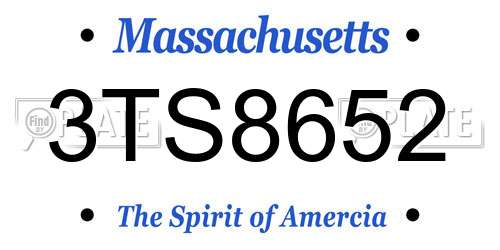 3TS8652 Massachusetts License Plate
