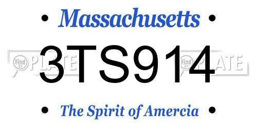 3TS914 Massachusetts License Plate