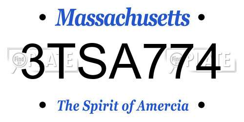 3TSA774 Massachusetts License Plate