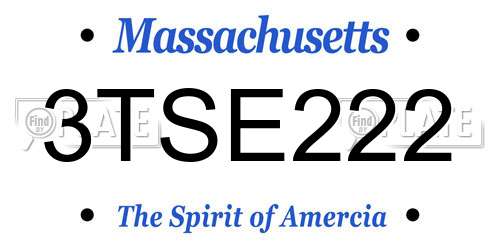 3TSE222 Massachusetts License Plate