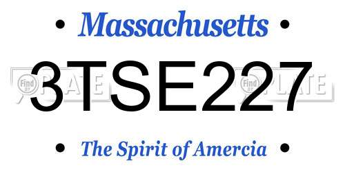 3TSE227 Massachusetts License Plate