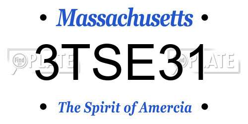3TSE31 Massachusetts License Plate