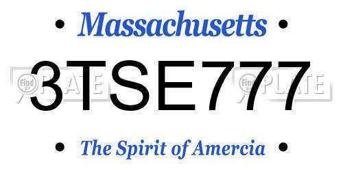 3TSE777 Massachusetts License Plate