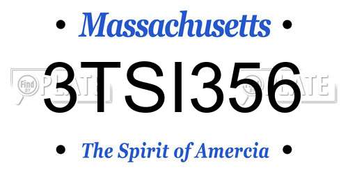 3TSI356 Massachusetts License Plate