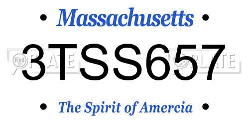 3TSS657 Massachusetts License Plate