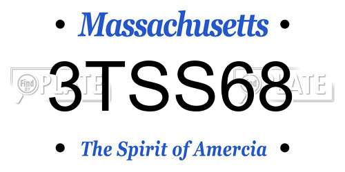 3TSS68 Massachusetts License Plate