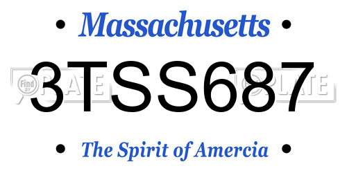 3TSS687 Massachusetts License Plate