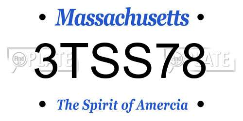 3TSS78 Massachusetts License Plate
