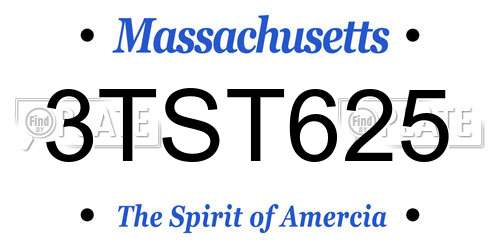 3TST625 Massachusetts License Plate