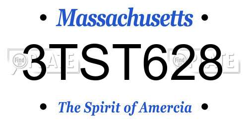 3TST628 Massachusetts License Plate