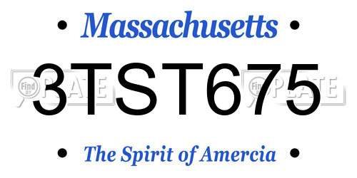 3TST675 Massachusetts License Plate