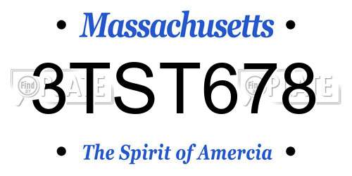 3TST678 Massachusetts License Plate