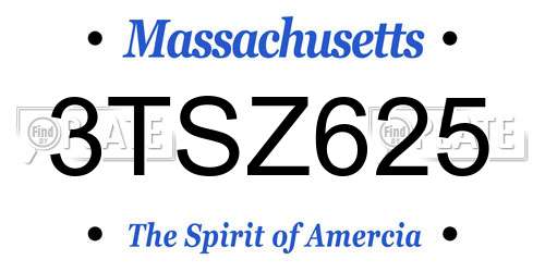 3TSZ625 Massachusetts License Plate
