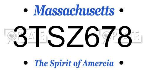3TSZ678 Massachusetts License Plate