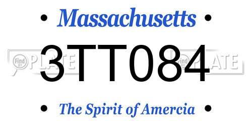 3TT084 Massachusetts License Plate