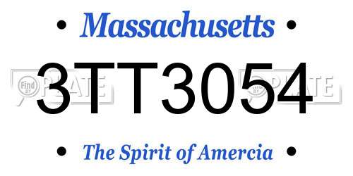 3TT3054 Massachusetts License Plate