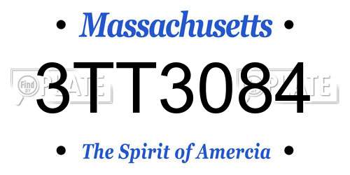 3TT3084 Massachusetts License Plate